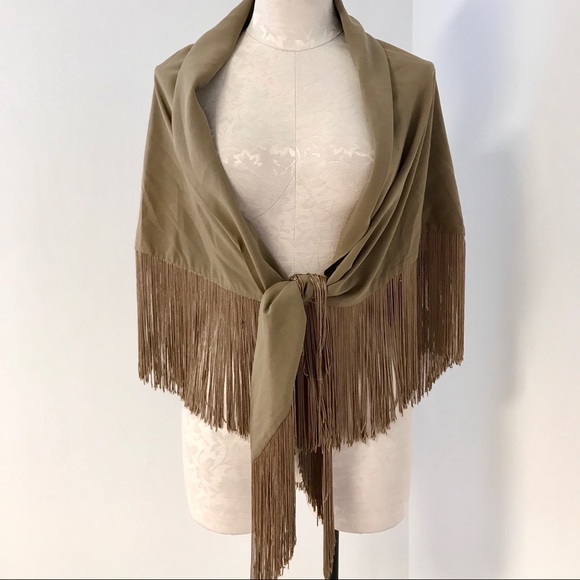 Michael Kors RTW Vintage 90s 2 Piece Set M Silk Fringe Skirt & Wrap Scarf - Picture 8 of 15